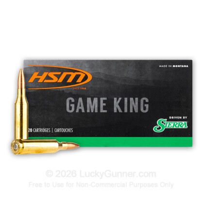 Large image of Premium 243 Ammo For Sale - 85 Grain HPBT GameKing Ammunition in Stock by HSM - 20 Rounds