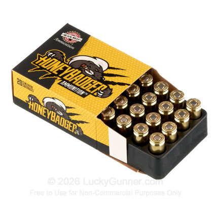 Large image of Premium 10mm Auto Ammo For Sale - 115 Grain HoneyBadger Ammunition in Stock by Black Hills - 20 Rounds