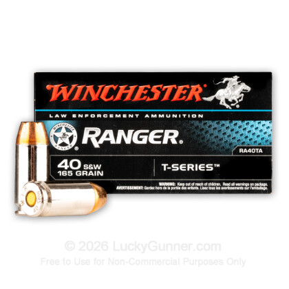 Large image of Premium 40 S&W Ammo For Sale - 165 Grain JHP Ammunition in Stock by Winchester Ranger T-Series - 50 Rounds - LE Trade-In