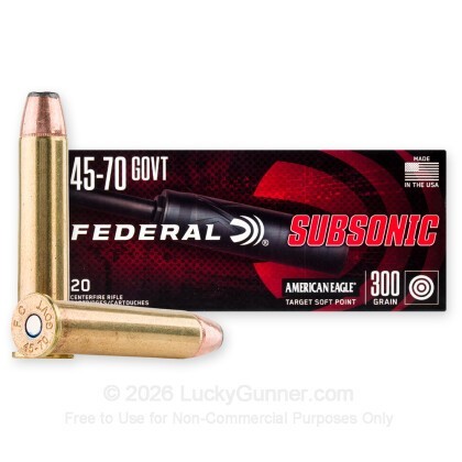 Large image of Federal American Eagle Subsonic 45-70 Government Ammo For Sale - 300 Grain Target HP - 200 Rounds