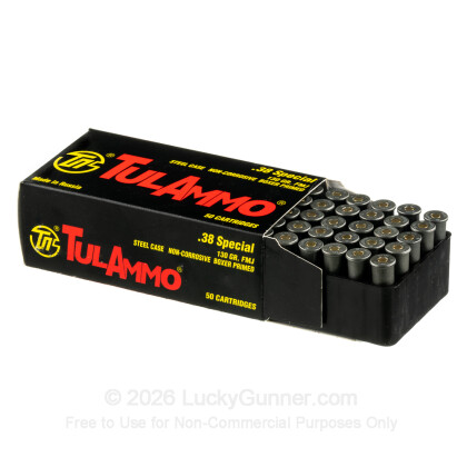 Large image of Cheap 38 Special Ammo For Sale - 130 Grain FMJ Ammunition in Stock by Tula Ammo - 50 Rounds