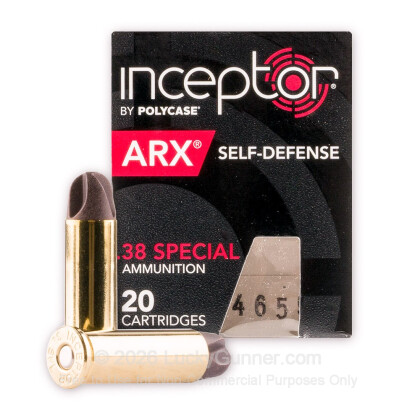 Large image of Premium 38 Special Ammo For Sale - 77 Grain ARX Ammunition in Stock by Polycase Inceptor - 20 Rounds