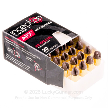 Large image of Premium 38 Special Ammo For Sale - 77 Grain ARX Ammunition in Stock by Polycase Inceptor - 20 Rounds