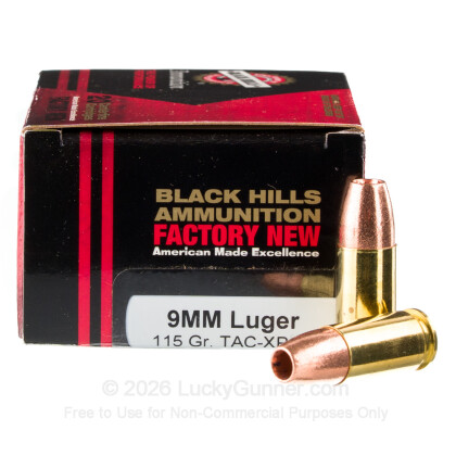 Large image of Cheap 9mm Luger Ammo For Sale - +P 115 Grain JHP Ammunition in Stock by Black Hills - 20 Rounds