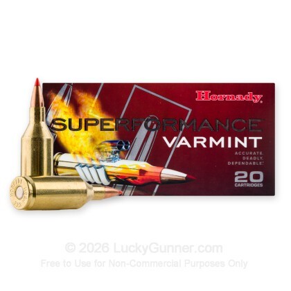 Large image of Hornady Superformance Varmint 223 WSSM Ammo For Sale - 55 Grain V-MAX - 20 Rounds