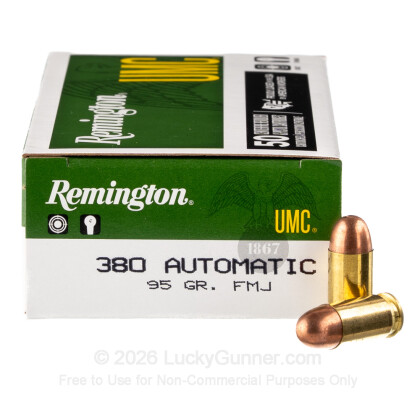 Large image of 380 Auto Ammo In Stock - 95 gr MC - 380 ACP Ammunition by Remington UMC For Sale - 500 Rounds