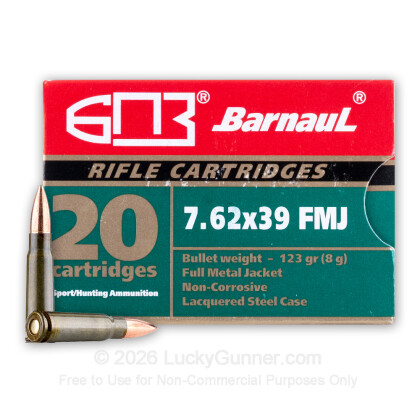 Large image of Bulk 7.62x39 Ammo For Sale - 123 Grain FMJ Ammunition in Stock by Barnaul - 500 Rounds