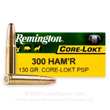 Large image of Remington Core-Lokt 300 HAM'R Ammo For Sale - 130 Grain PSP - 20 Rounds