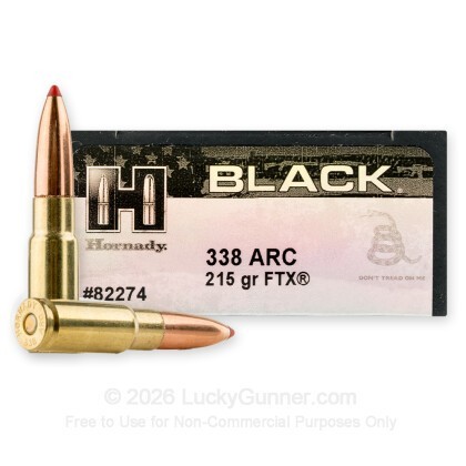 Large image of Hornady BLACK 338 ARC Ammo For Sale - 215 Grain FTX - 20 Rounds