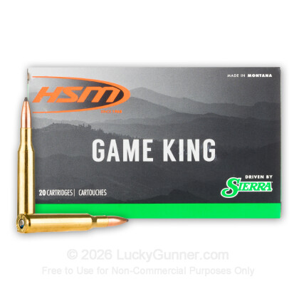 Large image of Premium 270 Ammo For Sale - 130 Grain Spitzer BT GameKing Ammunition in Stock by HSM - 20 Rounds