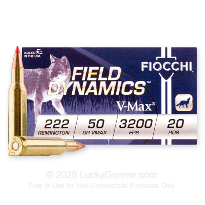 Large image of 222 Rem Ammo For Sale - 50 gr VMAX Ammunition In Stock by Fiocchi