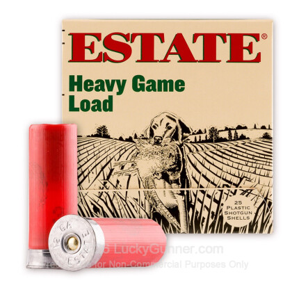 Large image of Cheap 12 Gauge Ammo For Sale - 2 3/4" 1 1/8 oz. #6 Shot Ammunition in Stock by Estate Heavy Game Load - 25 Rounds