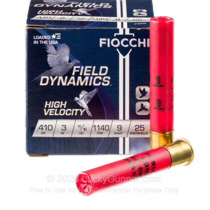 Large image of Cheap 410 Bore Ammo For Sale - 3” 11/16oz. #9 Shot Ammunition in Stock by Fiocchi - 25 Rounds