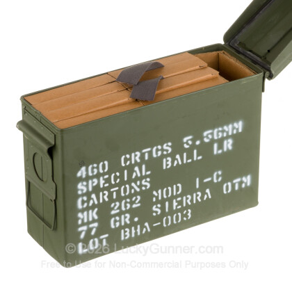 Large image of Bulk 5.56x45 Ammo For Sale - 77 Grain OTM Mk 262 MOD 1-C Ammunition in Stock by Black Hills - 460 Rounds