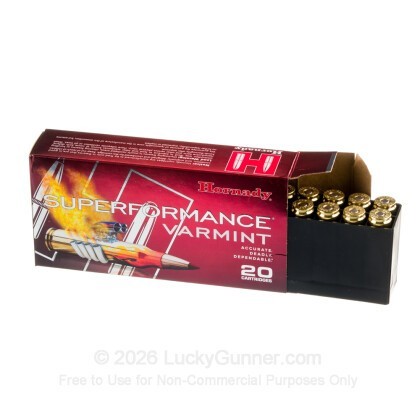 Large image of Hornady Superformance Varmint 243 WSSM Ammo For Sale - 75 Grain V-MAX - 20 Rounds