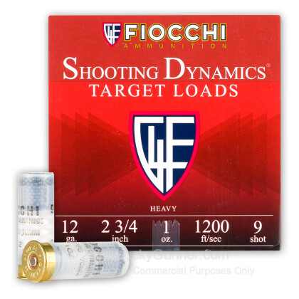 Large image of Bulk 12 Gauge Ammo For Sale - 2-3/4” 1oz. #9 Shot Ammunition in Stock by Fiocchi - 250 Rounds
