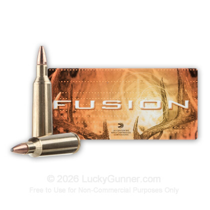 Large image of Premium 22-250 Rem Ammo For Sale - 55 Grain Soft Point Ammunition in Stock by Federal Fusion - 20 Rounds