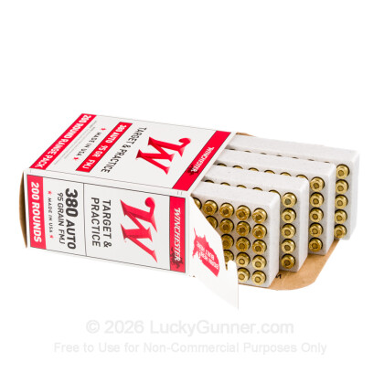 Large image of Bulk 380 Auto Ammo For Sale - 95 Grain BEB Ammunition in Stock by Winchester WinClean - 500 Rounds