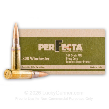 Large image of Cheap 308 Ammo For Sale - 147 Grain FMJ Ammunition in Stock by Fiocchi Perfecta - 20 Rounds