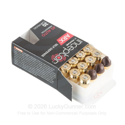 Large image of Premium 45 ACP Ammo For Sale - 118 Grain ARX Ammunition in Stock by Polycase Inceptor - 20 Rounds
