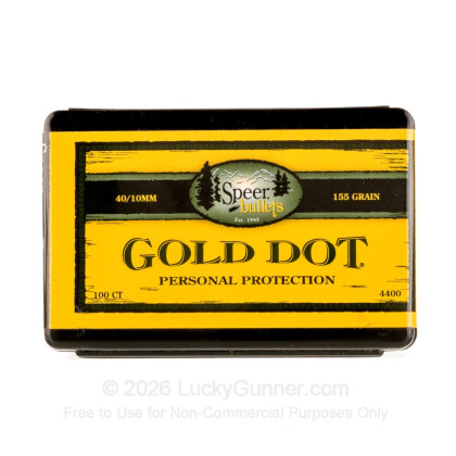 Large image of Bulk 40 S&W (.400) Bullets for Sale - 155 Grain JHP Bonded Bullets in Stock by Speer Gold Dot - 100