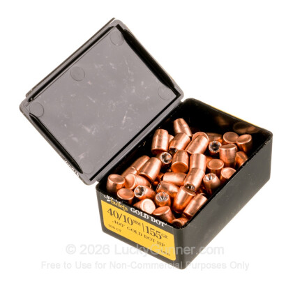 Large image of Bulk 40 S&W (.400) Bullets for Sale - 155 Grain JHP Bonded Bullets in Stock by Speer Gold Dot - 100
