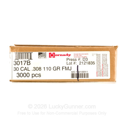 Large image of Bulk 30 Carbine Bullets For Sale - 110 Grain FMJ Bullets in Stock by Hornady - 3000 Projectiles