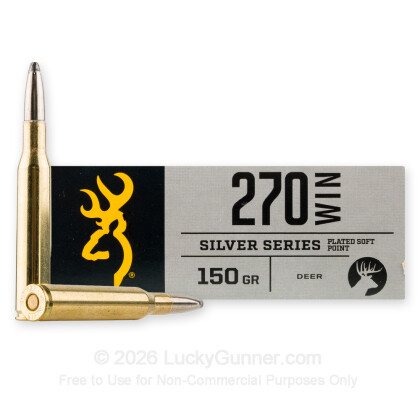 Large image of Premium 270 Ammo For Sale - 150 Grain SP Ammunition in Stock by Browning Silver Series - 20 Rounds