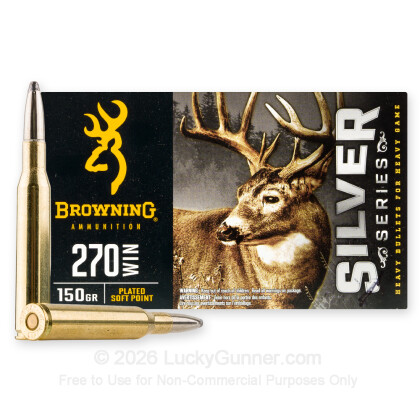 Large image of Premium 270 Ammo For Sale - 150 Grain SP Ammunition in Stock by Browning Silver Series - 20 Rounds