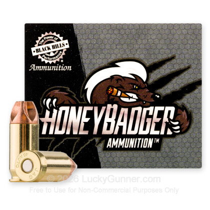 Large image of Premium 45 ACP Ammo For Sale - 135 Grain HoneyBadger Ammunition in Stock by Black Hills - 20 Rounds