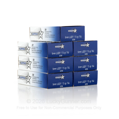 Large image of Bulk 9mm Ammo For Sale - 115 gr FMJ - Independence Ammunition For Sale Stored in a Plano Ammo Can - 350 Rounds