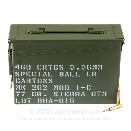 Large image of Bulk 5.56x45 Ammo For Sale - 77 Grain OTM Mk 262 MOD 1-C Ammunition in Stock by Black Hills - 460 Rounds