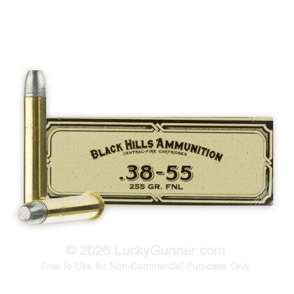 Large image of Premium 38-55 Win Ammo For Sale - 255 Grain LFN Ammunition in Stock by Black Hills Cowboy Action - 20 Rounds
