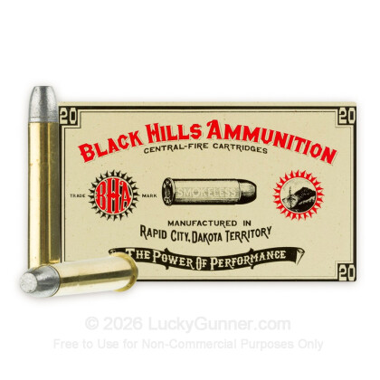 Large image of Premium 38-55 Win Ammo For Sale - 255 Grain LFN Ammunition in Stock by Black Hills Cowboy Action - 20 Rounds