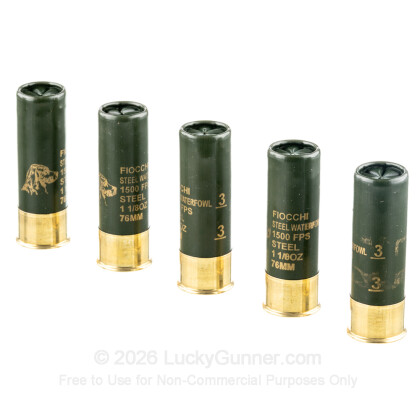 Large image of Bulk 12 Gauge Ammo For Sale - 3" 1-1/8 oz. #3 Steel Shot Shot Ammunition in Stock by Fiocchi - 250 Rounds