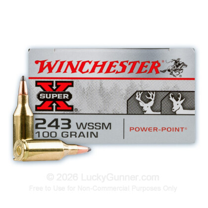 Large image of Cheap 243 WSSM Ammo For Sale - 100 Grain Power-Point SP Ammunition in Stock by Winchester Super-X - 20 Rounds