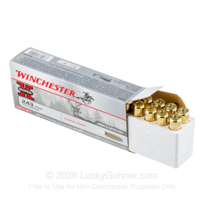 Large image of Cheap 243 WSSM Ammo For Sale - 100 Grain Power-Point SP Ammunition in Stock by Winchester Super-X - 20 Rounds