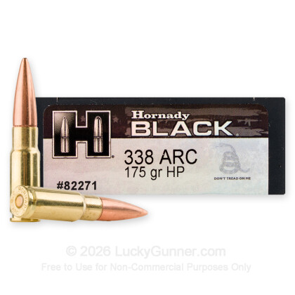 Large image of Hornady BLACK 338 ARC Ammo For Sale - 175gr HP Match - 20rds