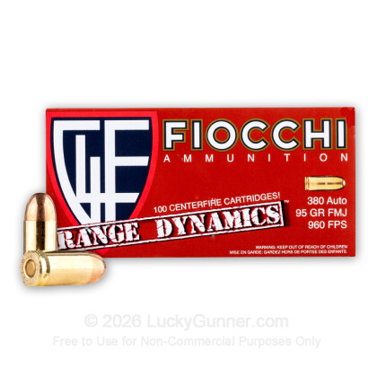 Large image of Cheap 380 Auto Ammo For Sale - 95 Grain FMJ Ammunition in Stock by Fiocchi - 100 Rounds