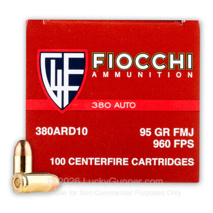 Large image of Cheap 380 Auto Ammo For Sale - 95 Grain FMJ Ammunition in Stock by Fiocchi - 100 Rounds