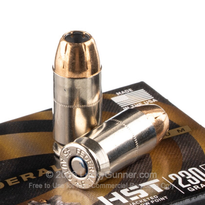 Large image of Premium 45 ACP +P Ammo For Sale - 230 Grain HST JHP Ammunition in Stock by Federal Personal Defense - 20 Rounds