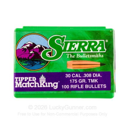 Large image of Bulk 308 Win (.308) Bullets for Sale - 175 Grain Polymer Tip Bullets in Stock by Sierra - 100