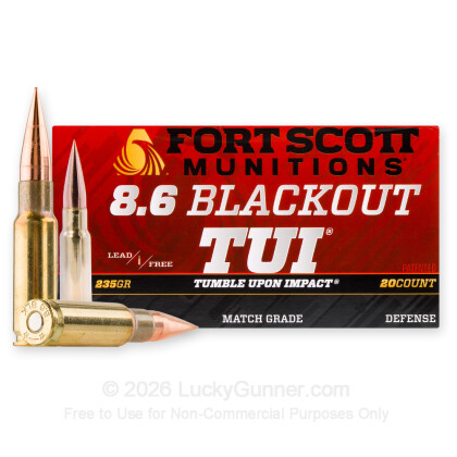 Large image of Fort Scott Munitions 8.6 Blackout Ammo For Sale - 235 Grain TUI - 20 Rounds