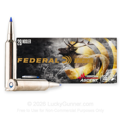 Large image of Premium 28 Nosler Ammo For Sale - 155 Grain Terminal Ascent Ammunition in Stock by Federal - 20 Rounds