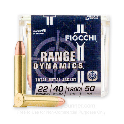 Large image of 22 WMR Ammo For Sale - 40 gr TMJ - Fiocchi 22 Magnum Rimfire Ammunition In Stock - 50 Rounds
