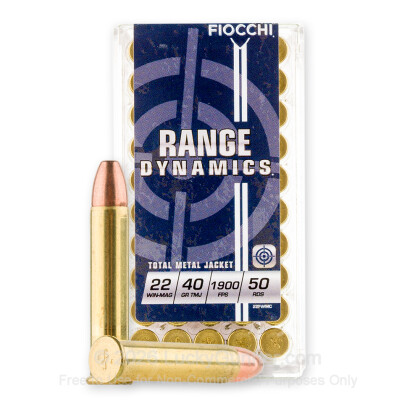 Large image of 22 WMR Ammo For Sale - 40 gr TMJ - Fiocchi 22 Magnum Rimfire Ammunition In Stock - 50 Rounds