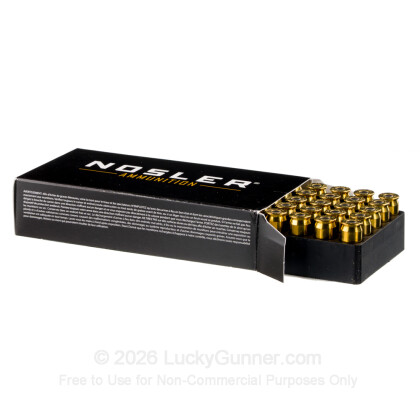 Large image of Premium 45 ACP Ammo For Sale - 185 Grain JHP Ammunition in Stock by Nosler Match Grade Handgun - 50 Rounds