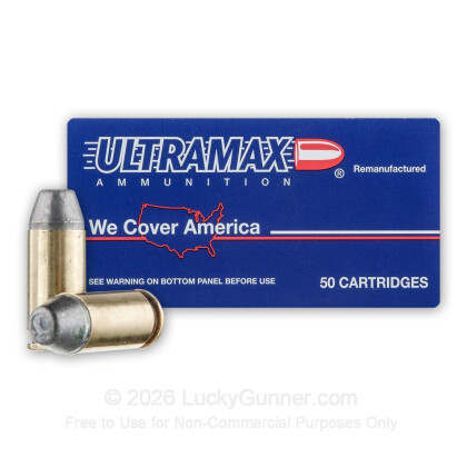 Large image of Cheap 40 S&W Ammo For Sale - 180 Grain Lead Conical Nose Ammunition in Stock by Ultramax Remanufactured - 50 Rounds
