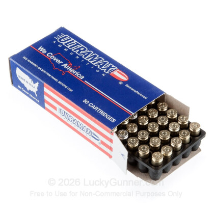 Large image of Cheap 40 S&W Ammo For Sale - 180 Grain Lead Conical Nose Ammunition in Stock by Ultramax Remanufactured - 50 Rounds