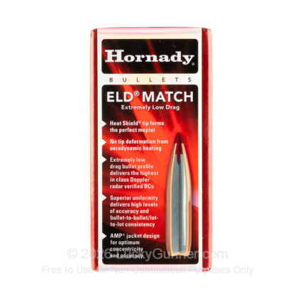 Large image of Premium 6.5mm (.264") Bullets For Sale - 123 Grain ELD Match Bullets in Stock by Hornady - 100 Projectiles